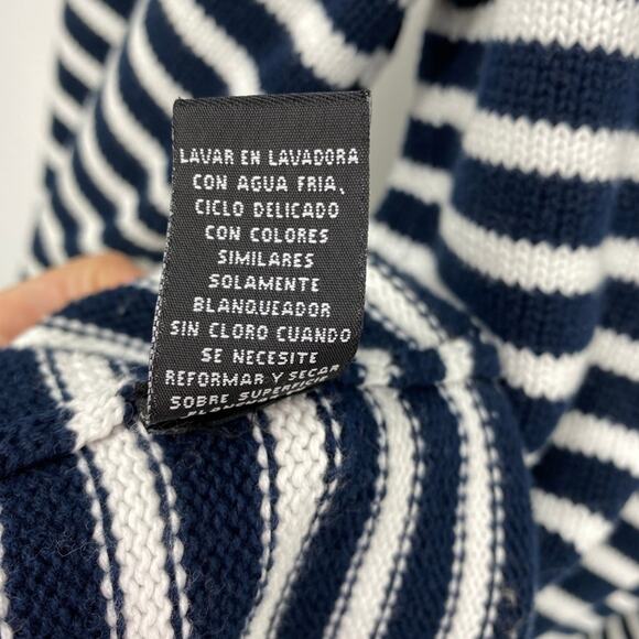 Norton Studio Petites Striped White Navy Gold Anchor Sweater Petite Small - Picture 8 of 8